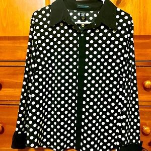 Polka Dot Blouse with Black Cuffs - 14